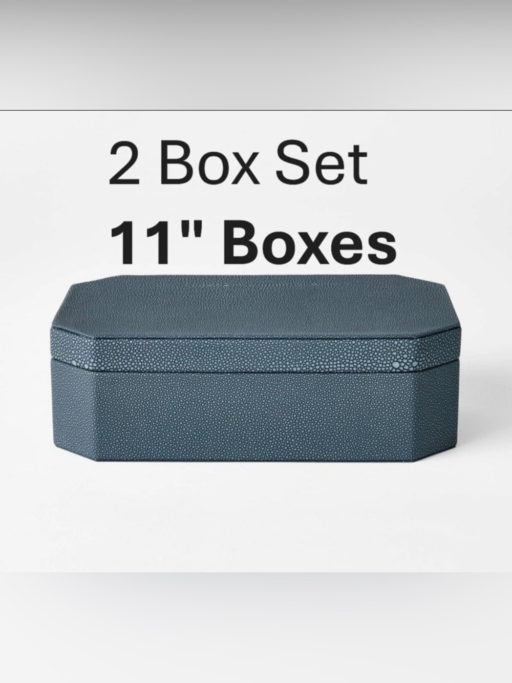 Threshold Faux Shagreen Storage Boxes in Dark Blue.